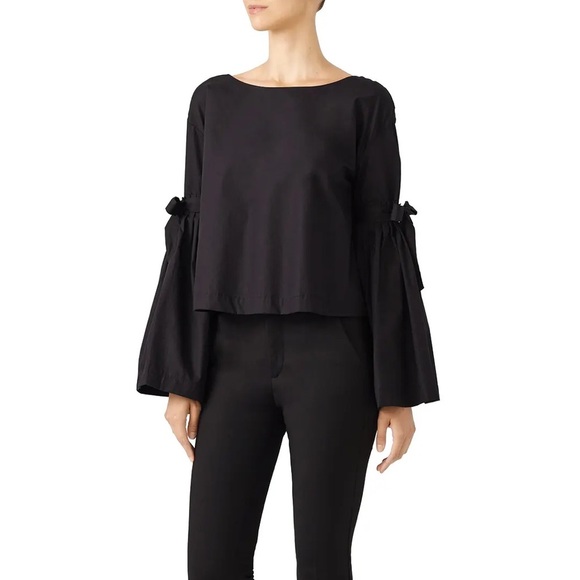 free People So Obviously Yours Tie Bell Sleeves Black Medium - Picture 1 of 6